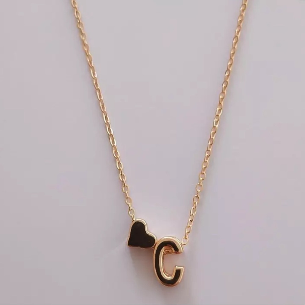 Gold C Initial Heart Necklace